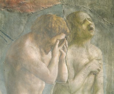 Adam and Eve banished from Paradise, c.1427 (detail) (pre-restoration) by Tommaso Masaccio